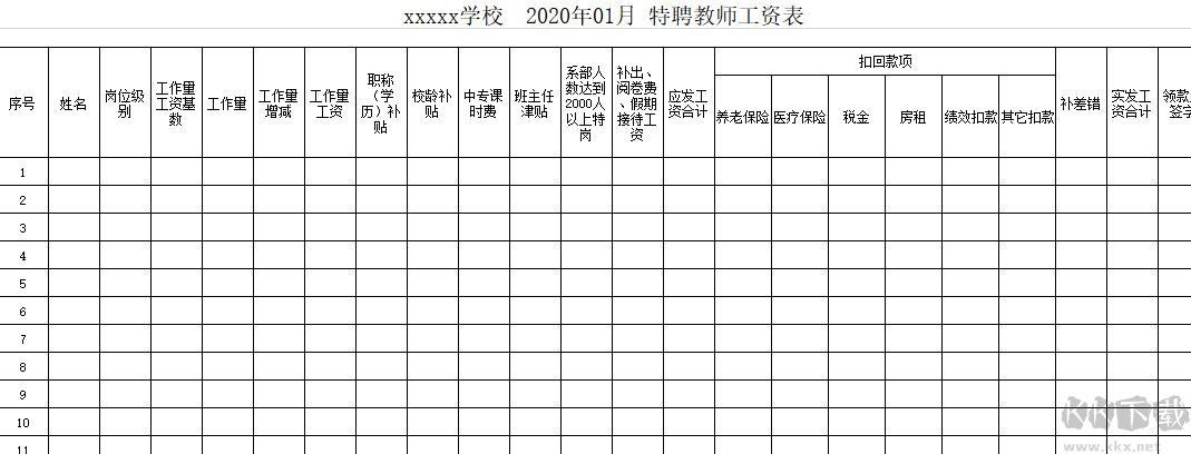 工資表模板_工資表模板免費下載
