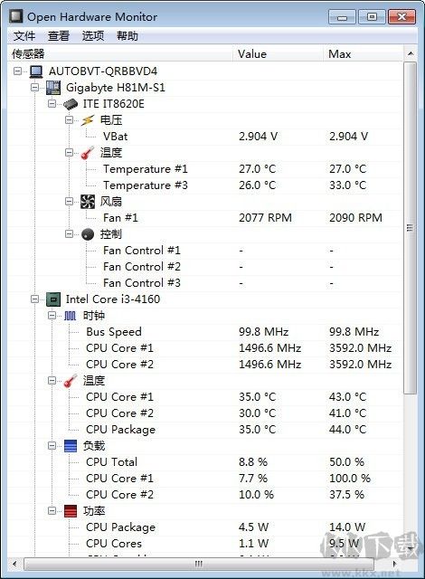 Open Hardware Monitor(硬件溫度監測工具)