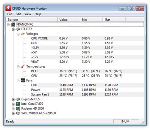 HWMonitor電腦硬件檢測工具