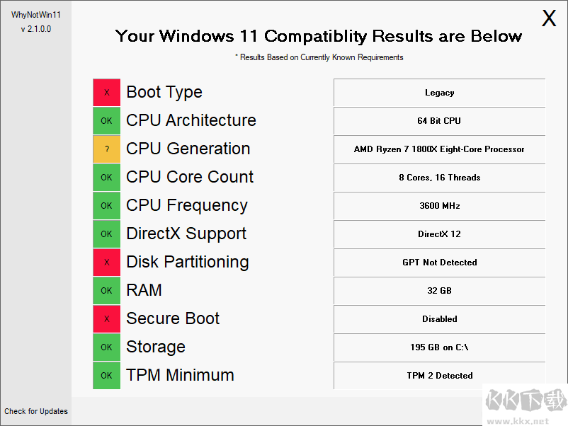 WhyNotWin11(一鍵檢測(cè)Win11升級(jí)條件工具)
