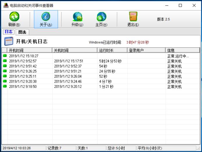 電腦開(kāi)關(guān)機(jī)時(shí)間記錄查看工具