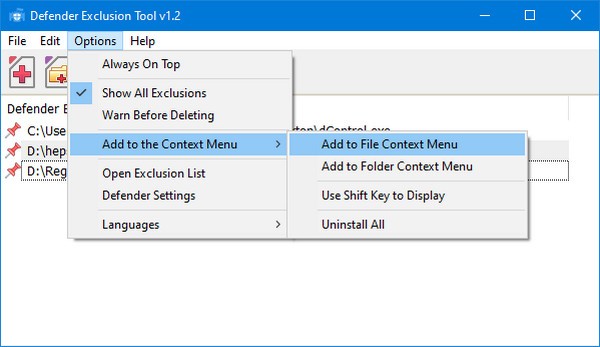 Defender Exclusion Tool(系統安全保護工具)
