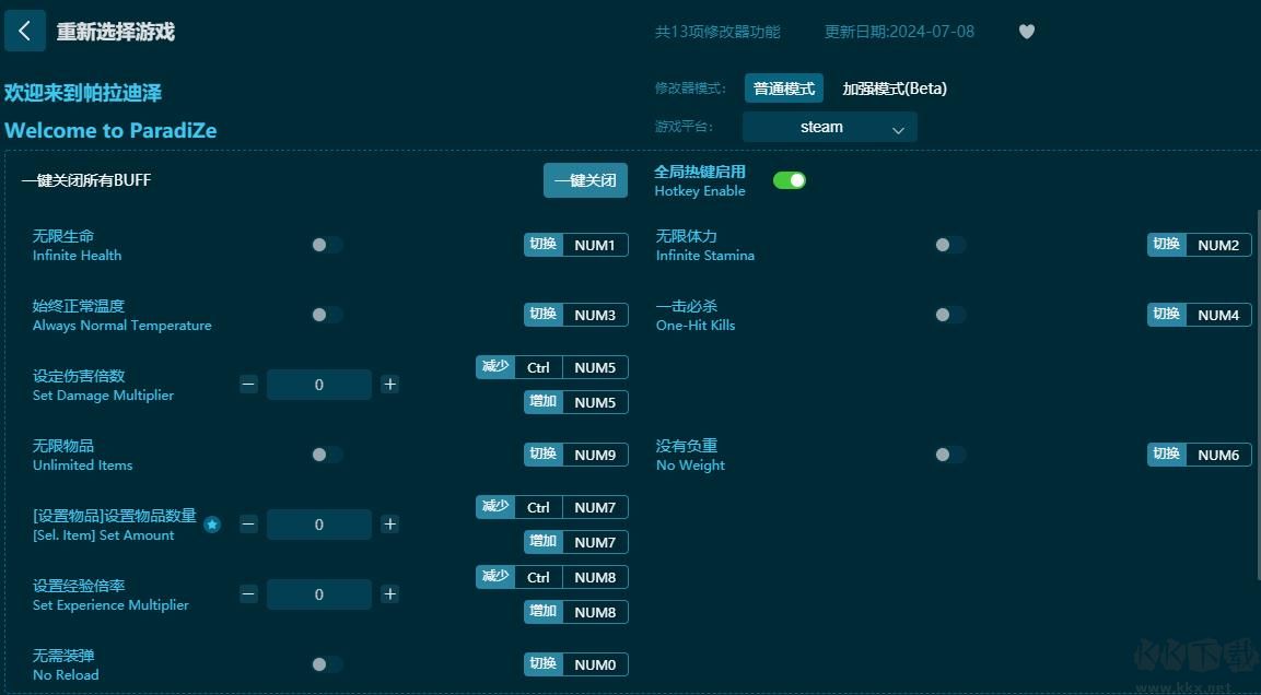 歡迎來到帕拉迪澤十三項修改器