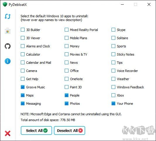 PyDebloatX(卸載win10默認應用)