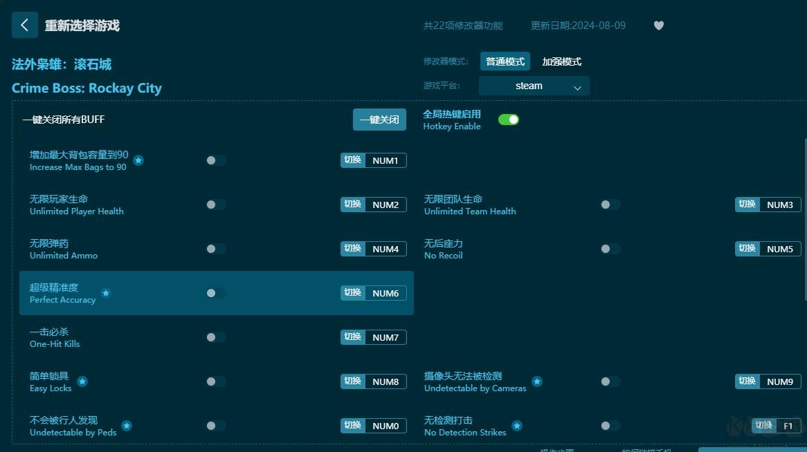 法外梟雄:滾石城二十二項修改器