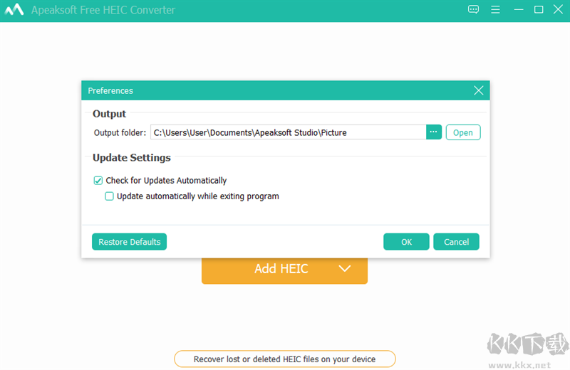 Apeaksoft Free HEIC Converter(HEIC圖片轉換的工具)