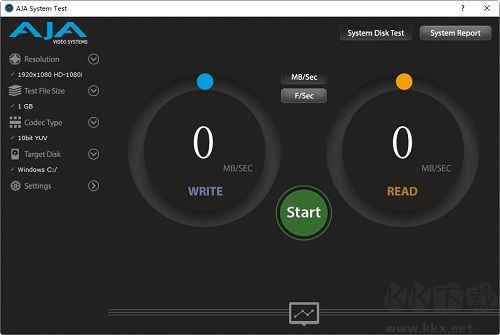 AJA System Test(電腦硬盤測速工具)