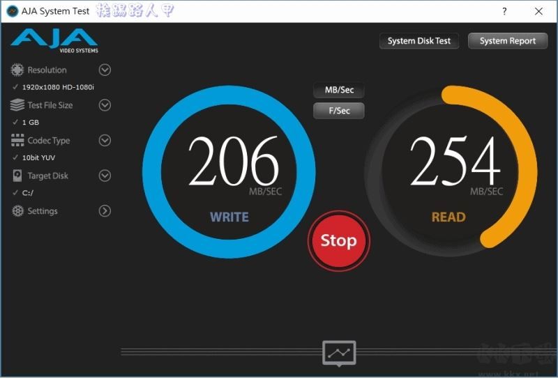 AJA System Test(電腦硬盤測速工具)