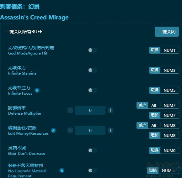 刺客信條：幻景二十八項修改器綠色版
