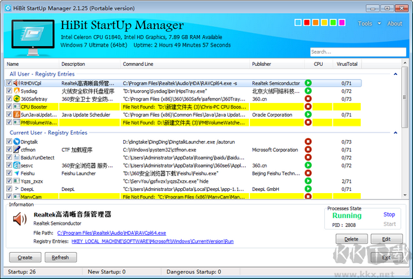HiBit Startup Manager(電腦系統優化軟件)